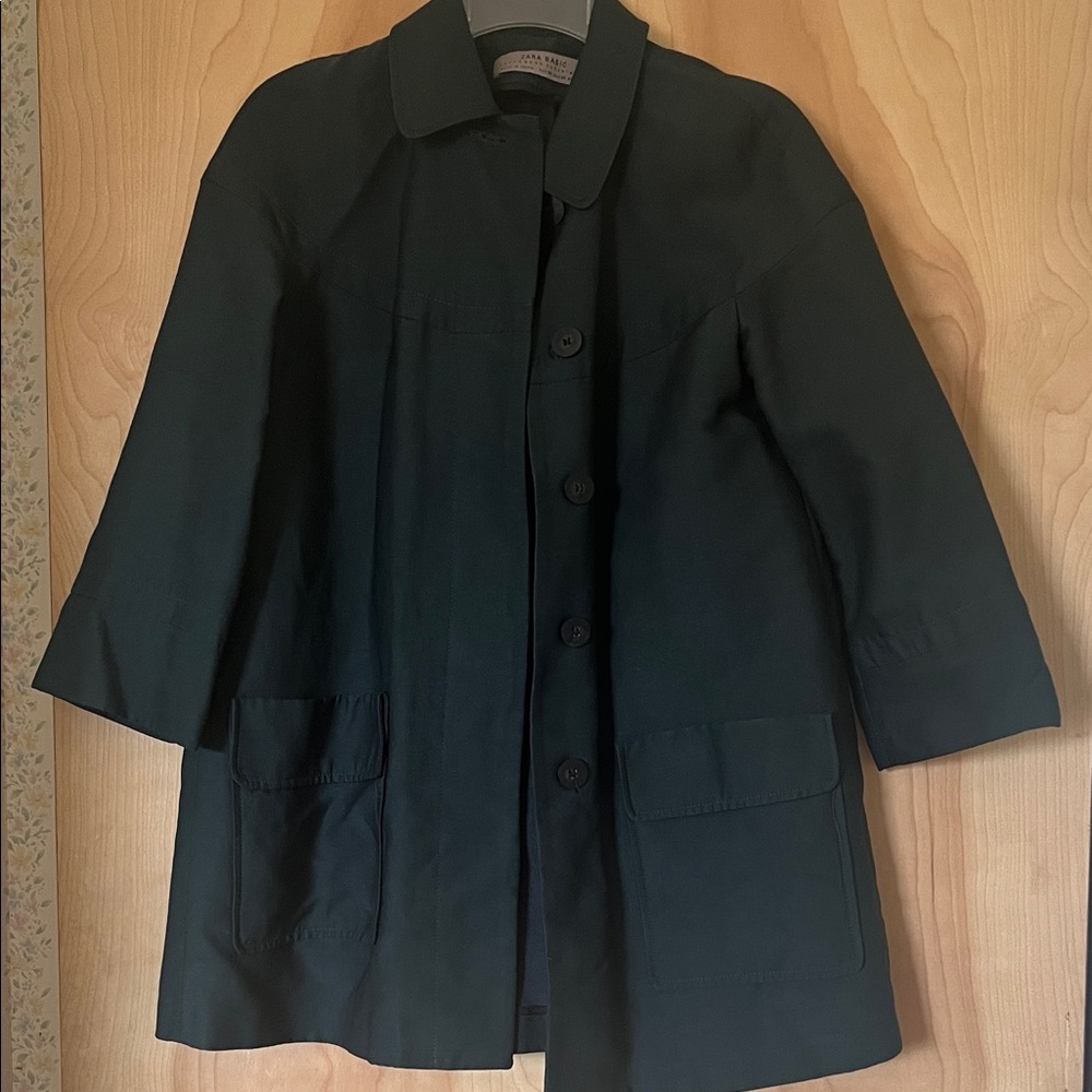 Zara Basic Emerald Green Oversize Coat - image 1